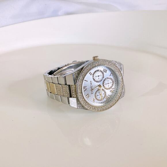 Bebe SILVER DIAL CRYSTAL BEZEL WATCH - Picture 1 of 5